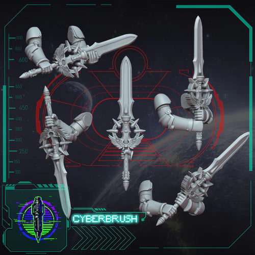 Crimson Angels Dual Hands Sword – 3D printed resin two-handed swords for 32mm miniatures