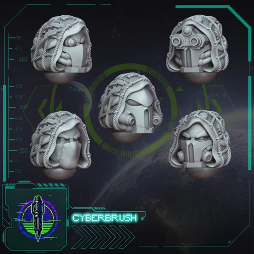 Rapt'Ops Head Set 5 – 3D printed resin special forces helmets for 32mm miniatures