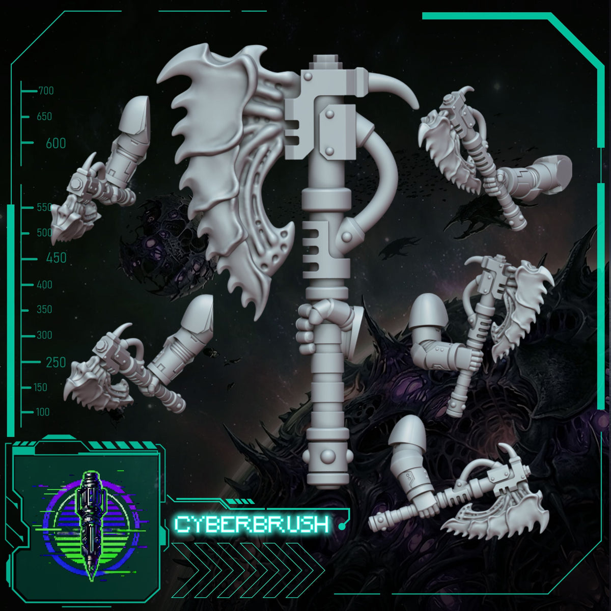 Space Bug Hunters Axe – 3D printed resin axes for 32mm miniatures