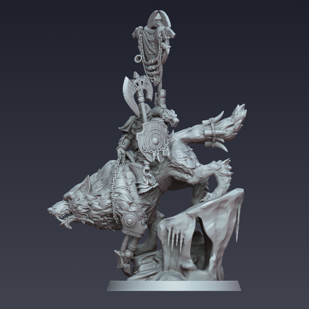 Jarl on Stormwolf – 3D printed resin cavalry miniature, view 5