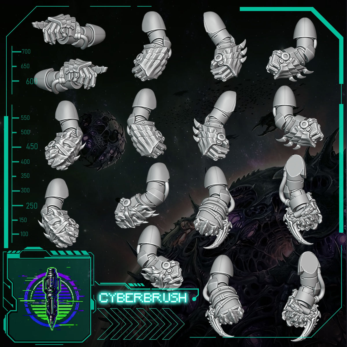 Space Bug Hunters Fists – 3D printed resin power fists for 32mm miniatures