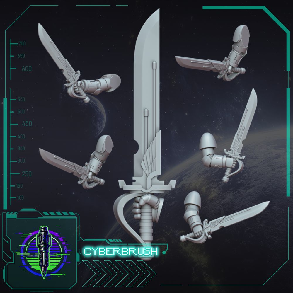 Powersword Set 1 – 3D printed resin power swords for 32mm miniatures