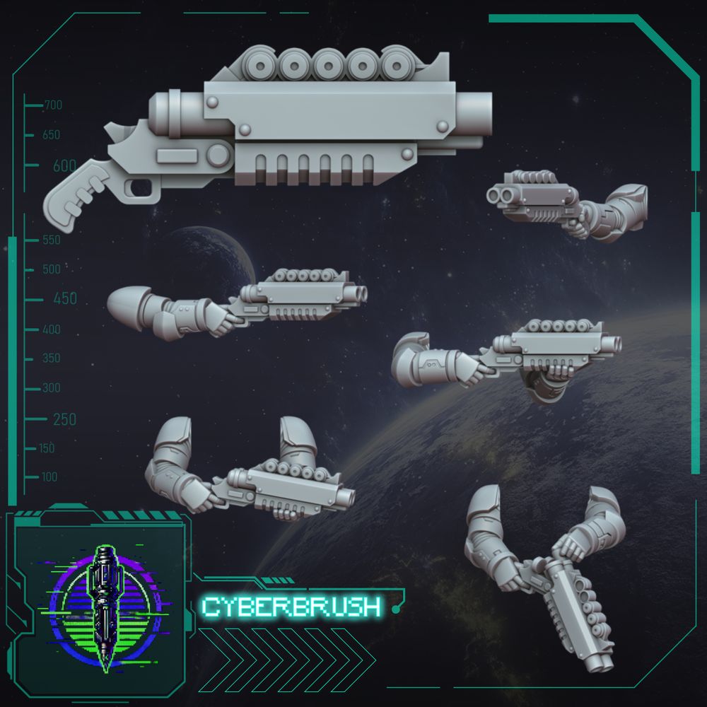 Shotgun Arms – 3D printed resin arms with shotguns for 32mm miniatures