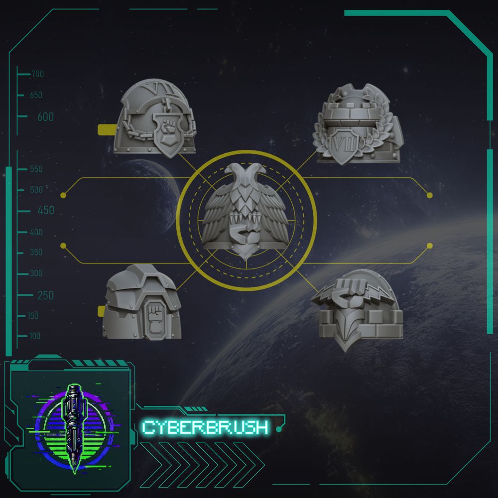 Imperial Hands Shoulder Pads – 3D printed resin pauldrons for 32mm miniatures