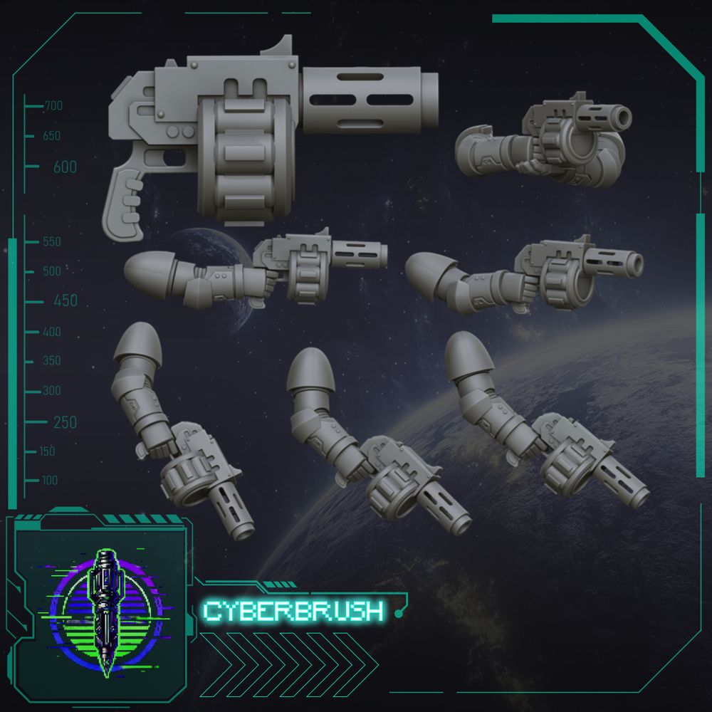 Ignito Pistol Kit – 3D printed resin flame pistols for 32mm miniatures
