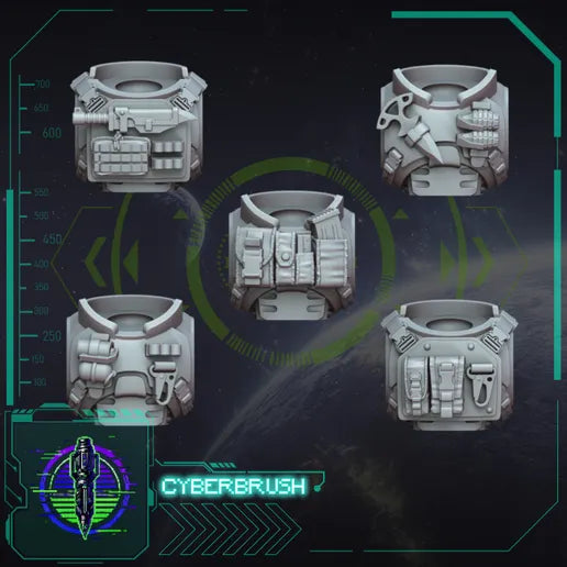 Rapt'Ops Torso Set 1 – 3D printed resin tactical chest armour for 32mm miniatures