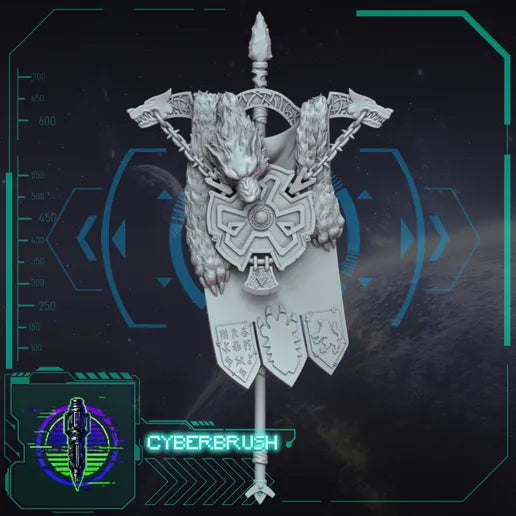 Space Viking Banner – 3D printed resin runic standard for 32mm miniatures