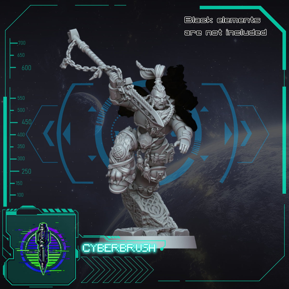 Space Viking Captain – 3D printed resin Nordic commander miniature, 32mm scale