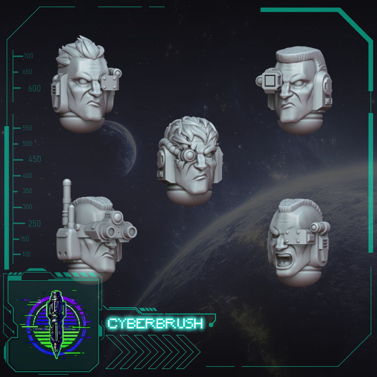 Ocular Head Set 2 – 3D printed resin helmets with optics for 32mm miniatures