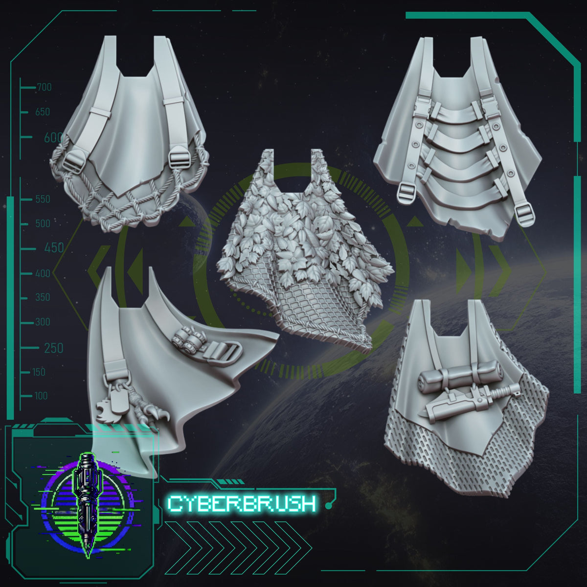 Rapt'Ops Cloak Set 1 – 3D printed resin tactical cloaks for 32mm miniatures