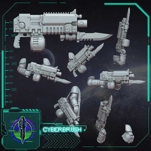 Blaster, Bayonet – 3D printed resin rifles with bayonet for 32mm miniatures