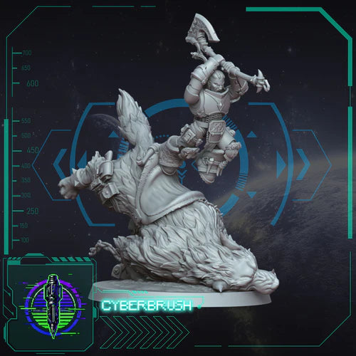 Stormwolf Rider 4 – 3D printed resin Nordic wolf rider miniature, 32mm scale