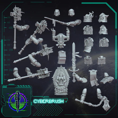 Space Templars Kitbashing Kit – 3D printed resin crusader upgrade bits for 32mm miniatures