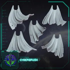 Damaged Cloak Set – 3D printed resin torn battle-worn capes for 32mm miniatures
