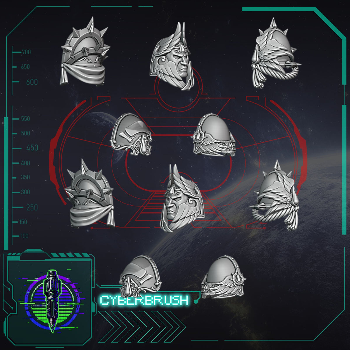 Crimson Angels Shoulder Pads – 3D printed resin pauldrons for 32mm miniatures