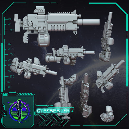 Blaster, Suppressor – 3D printed resin suppressed rifles for 32mm miniatures