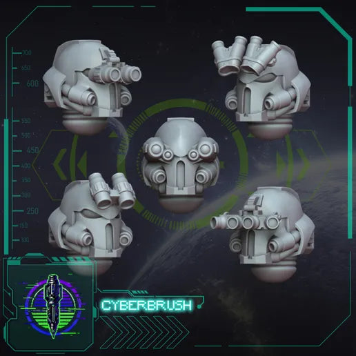 Rapt'Ops Head Set 4 – 3D printed resin helmets with comms gear for 32mm miniatures