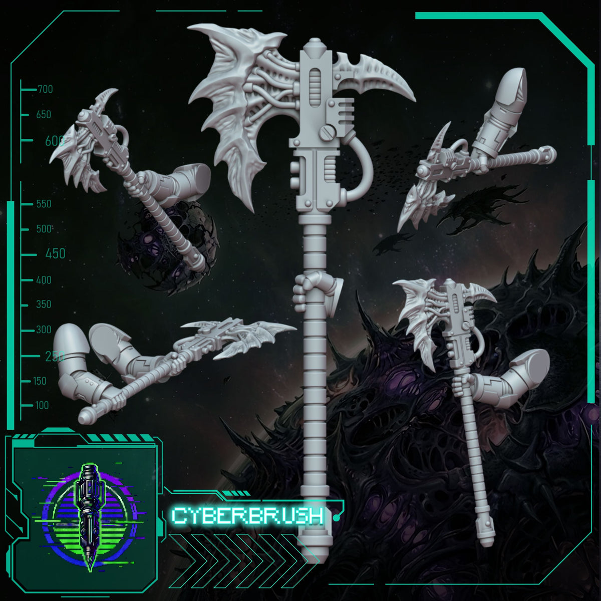 Space Bug Hunters Two-Hand Axe – 3D printed resin great axes for 32mm miniatures