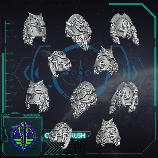 Space Vikings Shoulder Pads – 3D printed resin Nordic pauldrons for 32mm miniatures