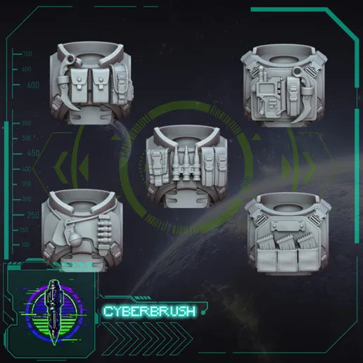 Rapt'Ops Torso Set 3 – 3D printed resin tactical chest armour for 32mm miniatures