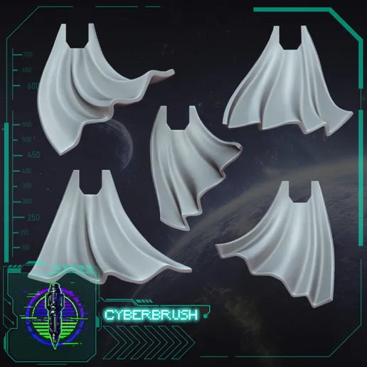 Cloaks Set 1 – 3D printed resin flowing cloaks for 32mm true-scale miniatures