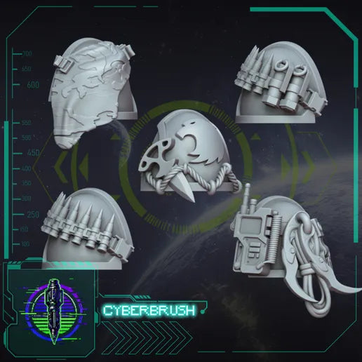 Rapt'Ops Shoulder Pad Set 2 – 3D printed resin pauldrons for 32mm true-scale miniatures