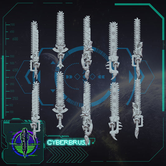 Space Vikings Chainswords – 3D printed resin Nordic chainswords for 32mm miniatures