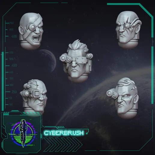 Ocular Heads – 3D printed resin helmets with augmented optics for 32mm miniatures