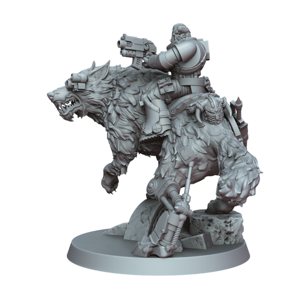 Stormwolf Rider 2 – 3D printed resin wolf rider miniature, view 4