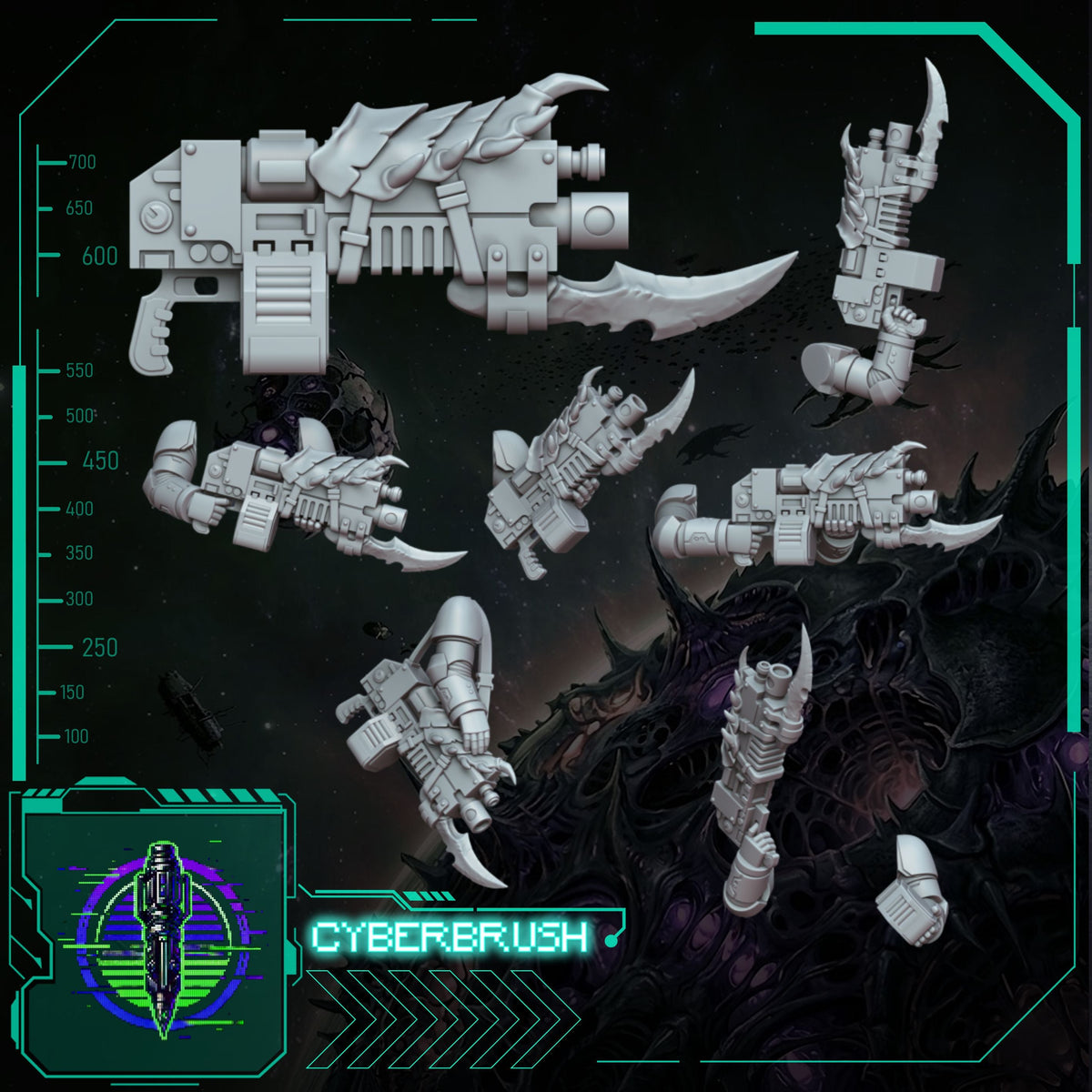 Space Bug Hunters Guns with Bayonet – 3D printed resin rifles for 32mm miniatures