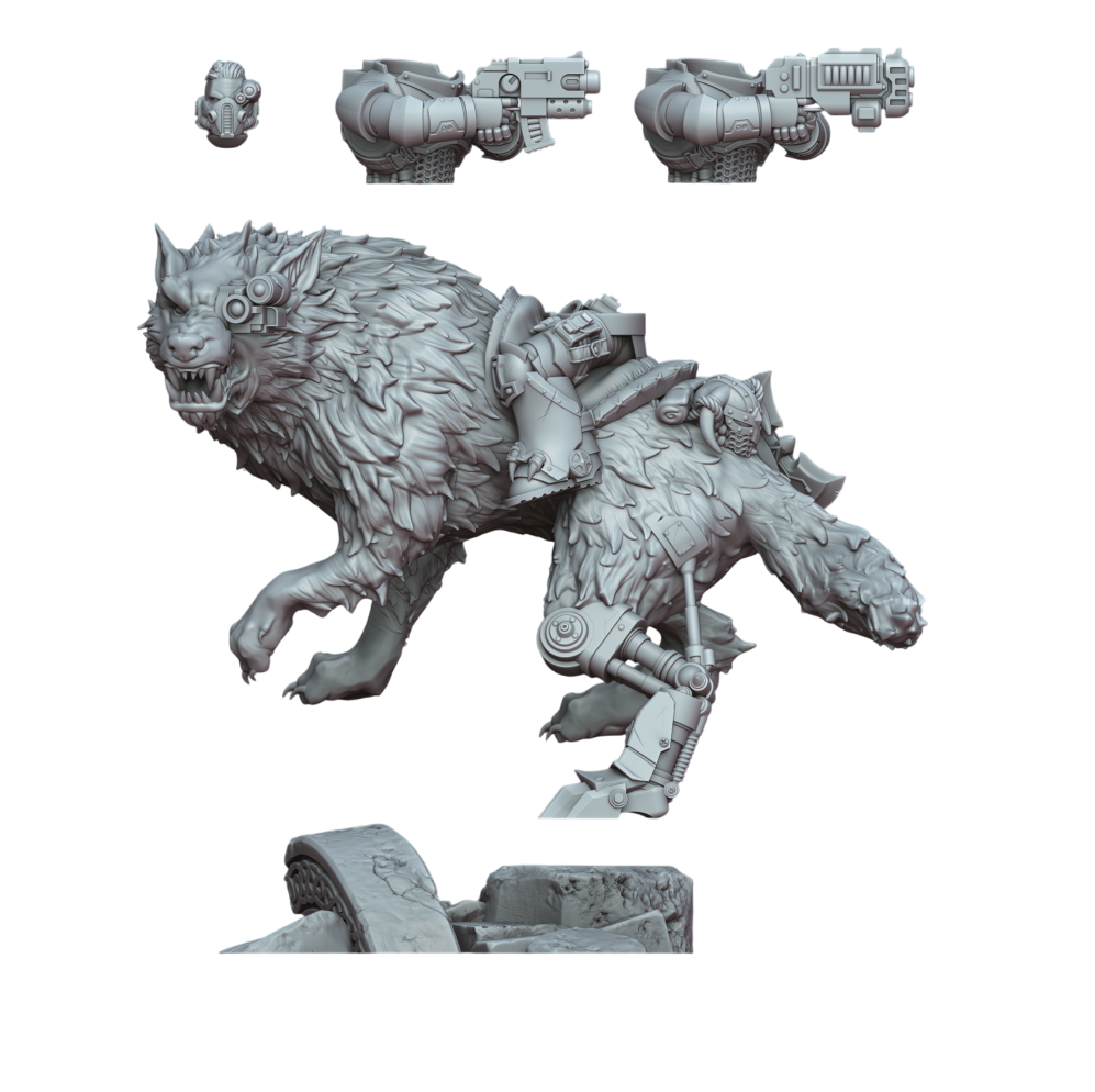 Stormwolf Rider 2 – 3D printed resin wolf rider miniature, view 2