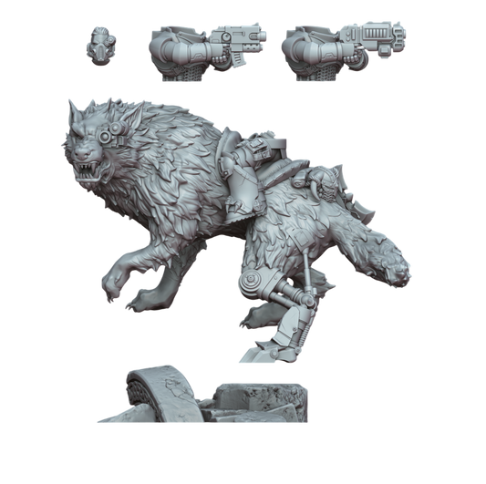 Stormwolf Rider 2 – 3D printed resin wolf rider miniature, view 2