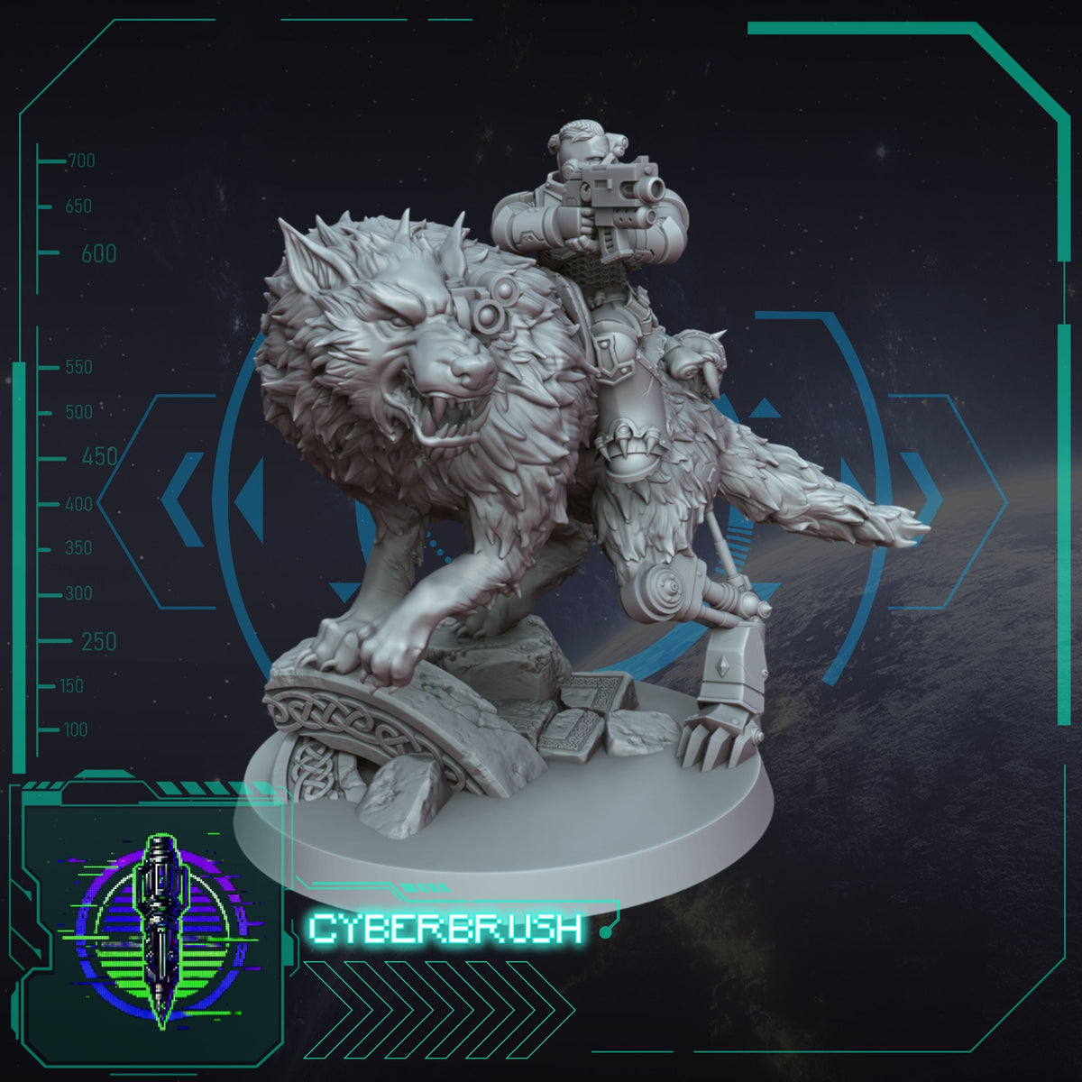 Space Vikings Stormwolves Cavalry – 3D printed resin wolf riders, view 3