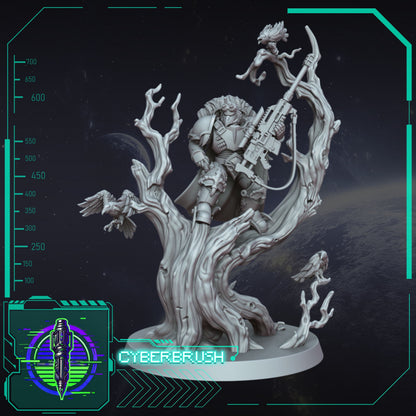 Crow Legion Sniper – 3D printed resin raven-themed sniper miniature, 32mm scale