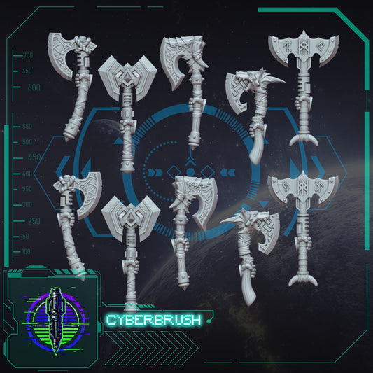 Space Vikings Axes – 3D printed resin Nordic axes for 32mm miniatures