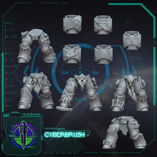 Space Vikings Body Set 1 – 3D printed resin Nordic armoured bodies for 32mm miniatures, view 2