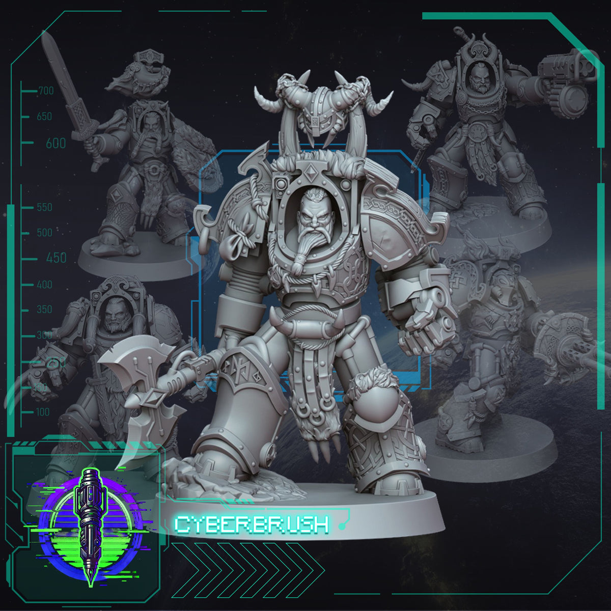 Space Vikings Exterminators – 3D printed resin Nordic flamer squad miniatures, 32mm scale