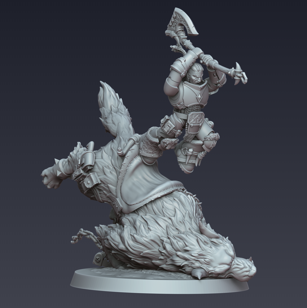 Stormwolf Rider 4 – 3D printed resin wolf rider miniature, view 2