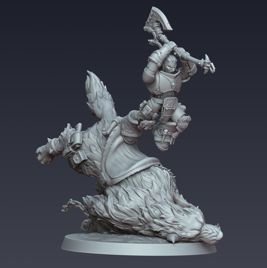 Stormwolf Rider 4 – 3D printed resin wolf rider miniature, view 2