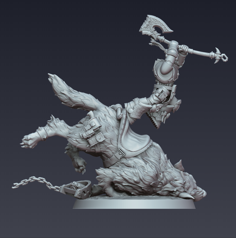 Stormwolf Rider 4 – 3D printed resin wolf rider miniature, view 4