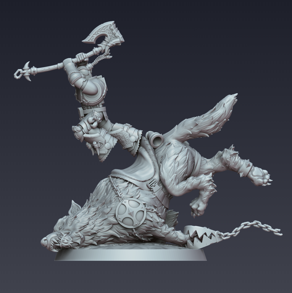 Stormwolf Rider 4 – 3D printed resin wolf rider miniature, view 5