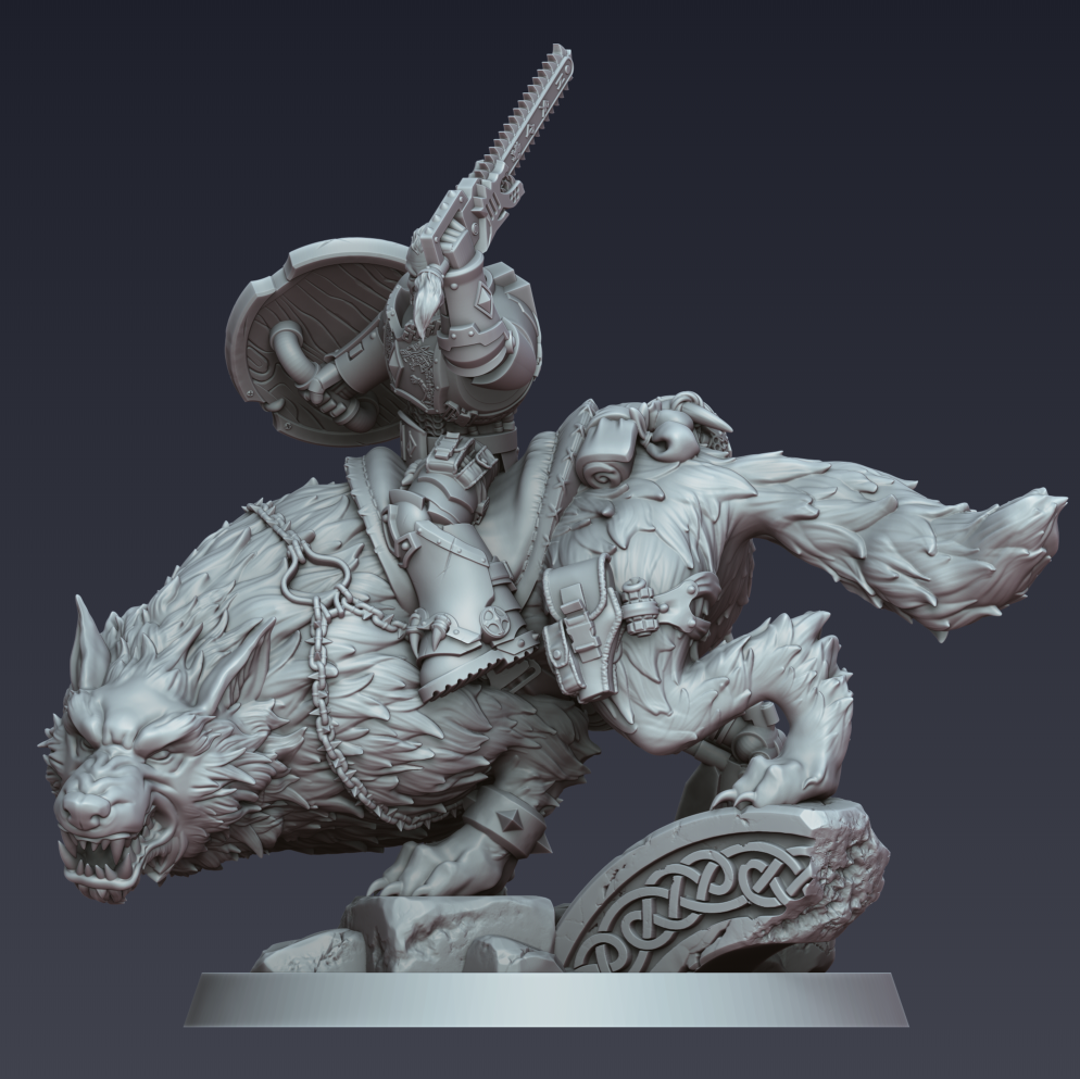 Stormwolf Rider 5 – 3D printed resin wolf rider miniature, view 3
