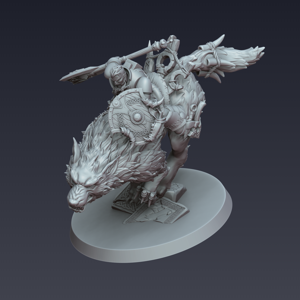 Stormwolf Rider 1 – 3D printed resin wolf rider miniature, view 4