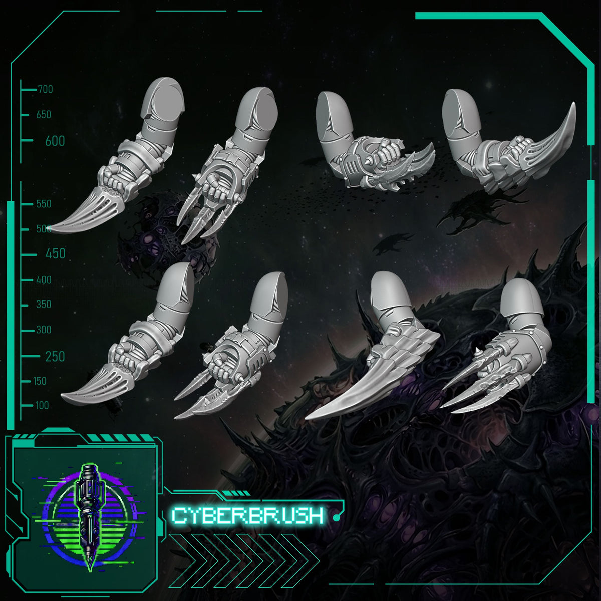 Space Bug Hunters Claws – 3D printed resin lightning claws for 32mm miniatures