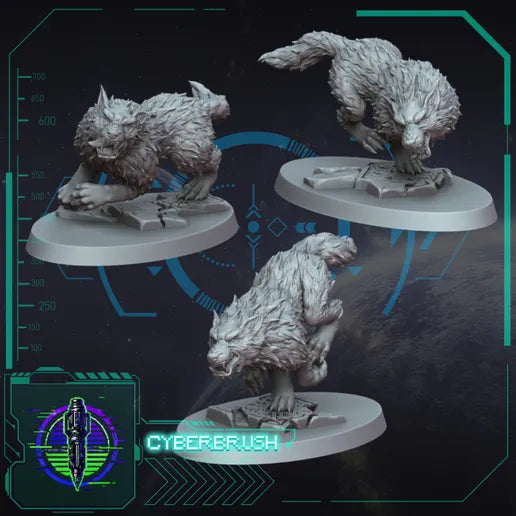 Skjoldfang Wolves – 3D printed resin war wolves, view 2