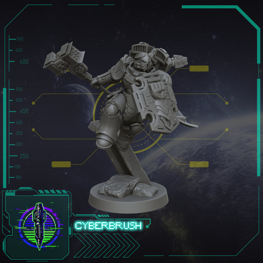 Imperial Hand Captain – 3D printed resin commander miniature, 32mm scale, view 2