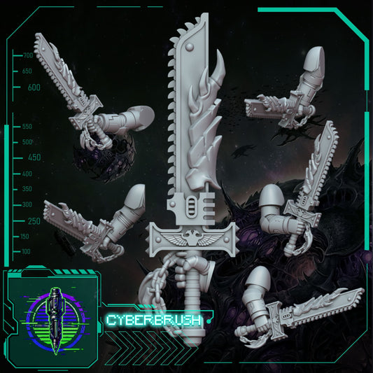 Space Bug Hunters Chainsword – 3D printed resin chainswords for 32mm miniatures