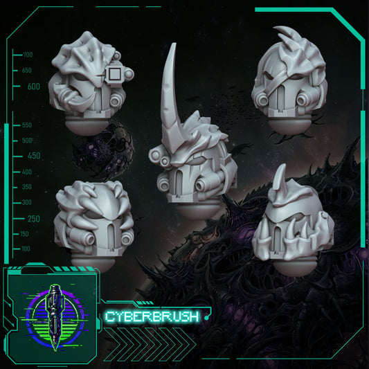 Space Bug Hunters Heads – 3D printed resin helmets for 32mm miniatures