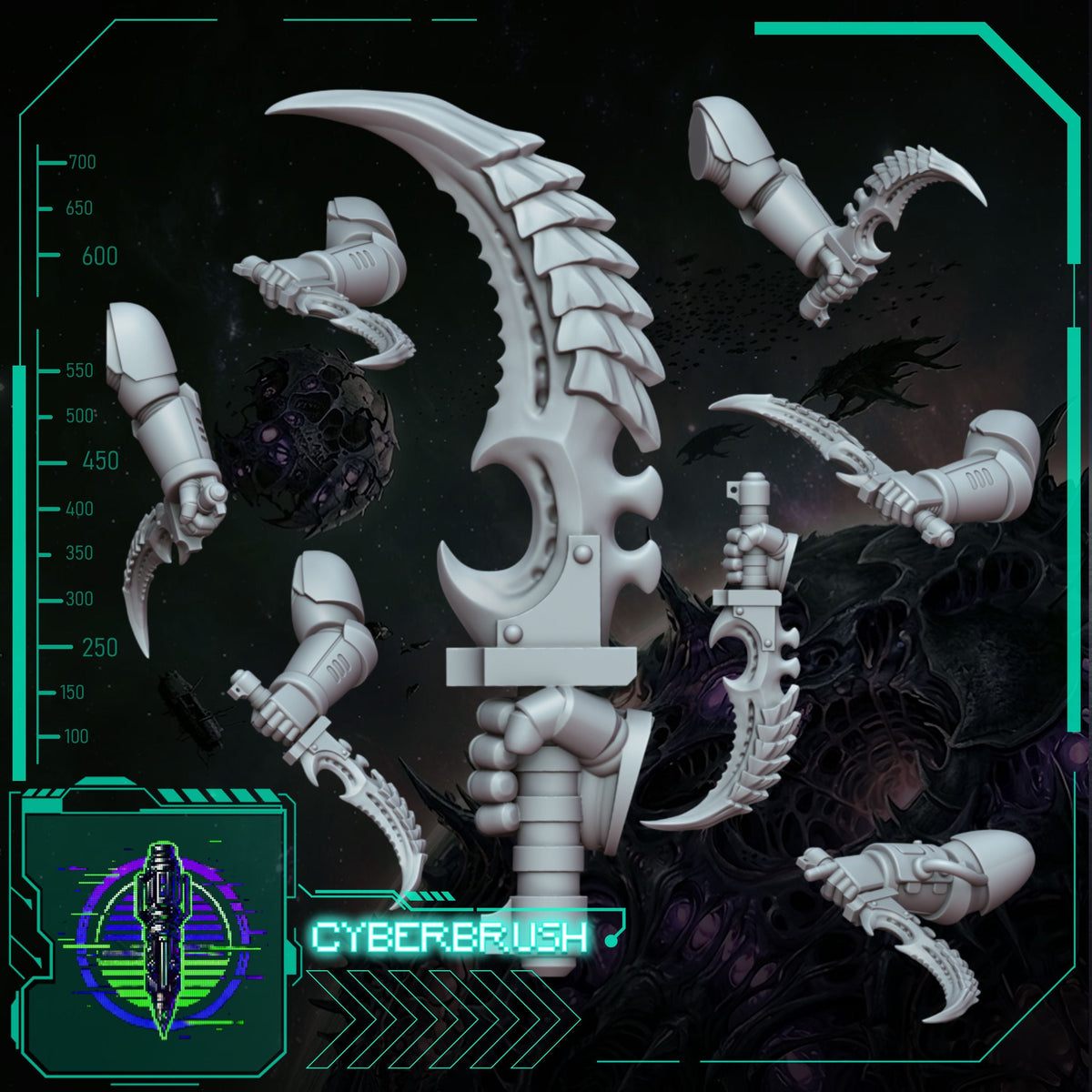 Space Bug Hunters Knife – 3D printed resin combat knives for 32mm miniatures