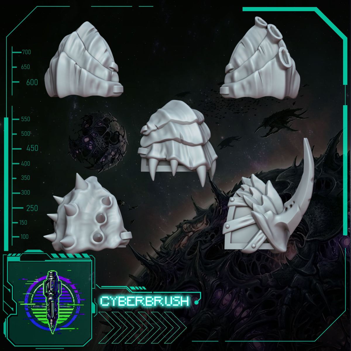 Space Bug Hunters Shoulder Pad Set 1 – 3D printed resin pauldrons for 32mm miniatures